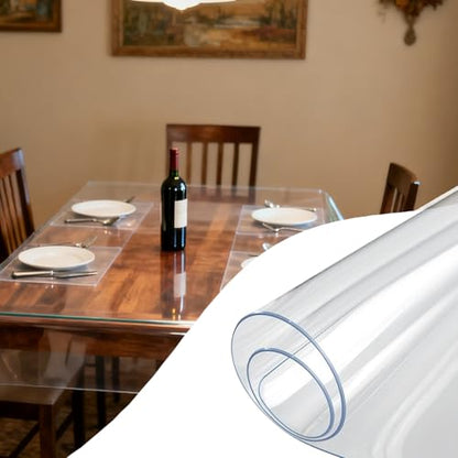 PVC Desk Mat – Waterproof Transparent Tabletop Shield, Anti-Scratch Sheet, Non-Slip Protector | Clear Desk Cover for Kitchen, Dining Area, Living Room, Study Table, Counter, Workstation - color: Transparent 1.0