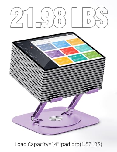 AOEVI Adjustable Laptop Stand with 360 Rotating Base, Computer Ergonimic Foldable Laptop Riser for Desk Compatible with MacBook Pro/Air Notebook up to 16 Inches, Purple - color: Purple-A