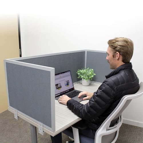 OBEX Acoustic Mounted Screen Privacy Panel Table Top Separator, Sound Blocking Desk Divider (Graphite, 18" X 36") - color: Graphite, size: 18"H X 36"W