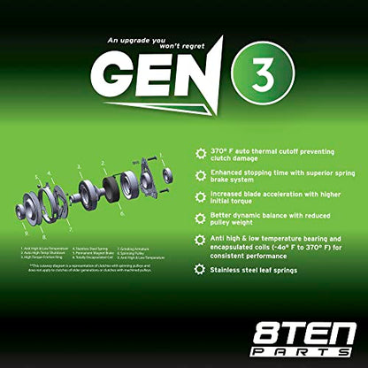 8TEN Gen 3 Electric PTO Clutch for Craftsman Cub Cadet 717-04080 917-04080