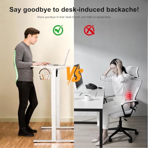 55"x24" Standing Desk, Adjustable Sit-Stand Home Office, Oak | Electric Adjustable Standing Desk, Sit to Stand Computer Office Desk with Splice Board, Memory Preset, Lifts 28''-46.5" - color: White Frame-gold Oak, size: 55-inch