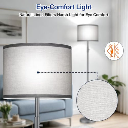 Floor Lamp Simple Design with Shade, Small Tall Lamps for Living Room Bedroom Office Dining Room Kitchen-Grey - color: Grey-Grey Shade