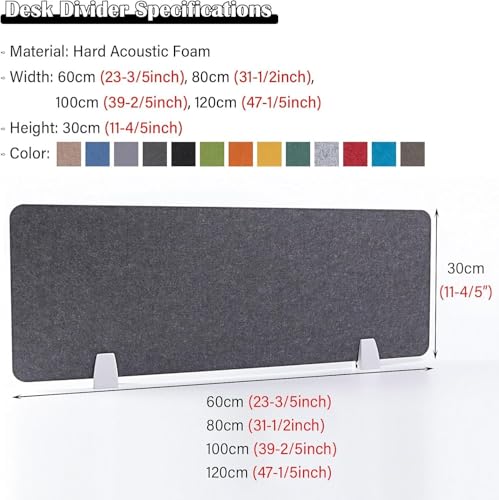 Freestanding Soundproof Desk Divider Panel - Office Privacy Partition to Reduce Noise & Visual Distractions, Ideal for Workstations & Collaborative Spaces - color: 02, size: 30*100CM
