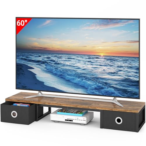 YAOHUOO 45" Large TV Riser with Fabric Drawers for 32-60 inch TV