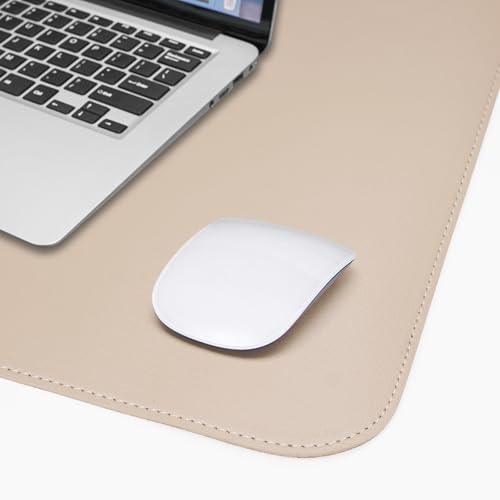 AFIING Leather Desk Mat, Beige, 31.5" x 17",Desk pad Protector - color: Beige, size: 31.5" x 17"