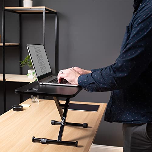 VIVO Black Small Single Top 28 inch Standing Desk Converter, Tabletop Sit to Stand Laptop Riser with Scissor Lift Height Adjustment, DESK-V011F