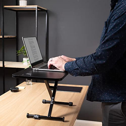 VIVO Black Small Single Top 28 inch Standing Desk Converter, Tabletop Sit to Stand Laptop Riser with Scissor Lift Height Adjustment, DESK-V011F