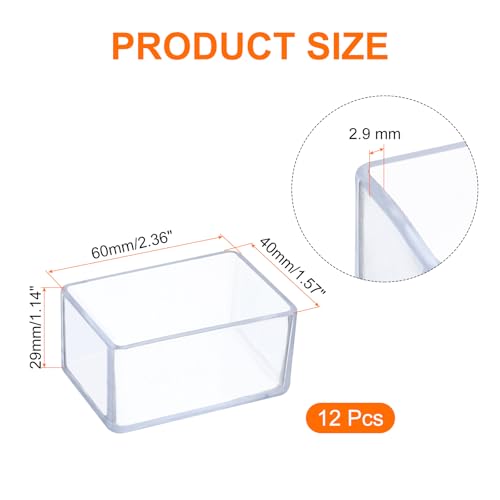 uxcell 12 Pcs Silicone Chair Leg Floor Protectors 1.6 x 2.4 Inch Non-Slip Chair Leg Caps Covers, Rectangle Furniture Leg Protectors for Hardwood Floors Reduce Noise and Scratches, Clear - size: 1.6 x 2.4 Inch