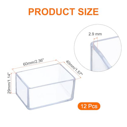 uxcell 12 Pcs Silicone Chair Leg Floor Protectors 1.6 x 2.4 Inch Non-Slip Chair Leg Caps Covers, Rectangle Furniture Leg Protectors for Hardwood Floors Reduce Noise and Scratches, Clear - size: 1.6 x 2.4 Inch