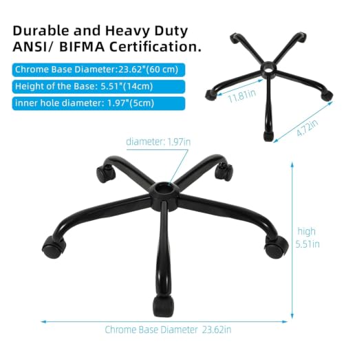 XSZD 28 Inch Heavy Duty Office Chair Base with 5 Casters,Easy to Assemble | Reinforced Metal Chair Feet,Universal Gas Cylinder Fit,for Swivel/Computer/Criss Cross Chairs - color: Matte Black