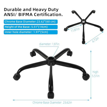 XSZD 28 Inch Heavy Duty Office Chair Base with 5 Casters,Easy to Assemble | Reinforced Metal Chair Feet,Universal Gas Cylinder Fit,for Swivel/Computer/Criss Cross Chairs - color: Matte Black