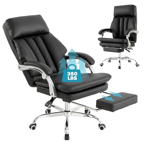 Okeysen Office Chair with Foot Rest, Ergonomic High Back Executive Desk Chair with Wheels, 360 Swivel Reclining Computer Task Chair for Home Office (Black) - color: Black