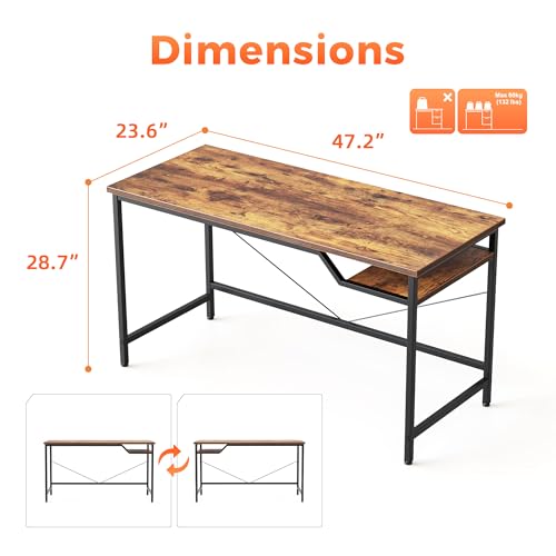 Mericonia 48x24 Inch Computer Desk, 0.6" Thick Small Office Table - color: Brown, size: 48",0.6"T