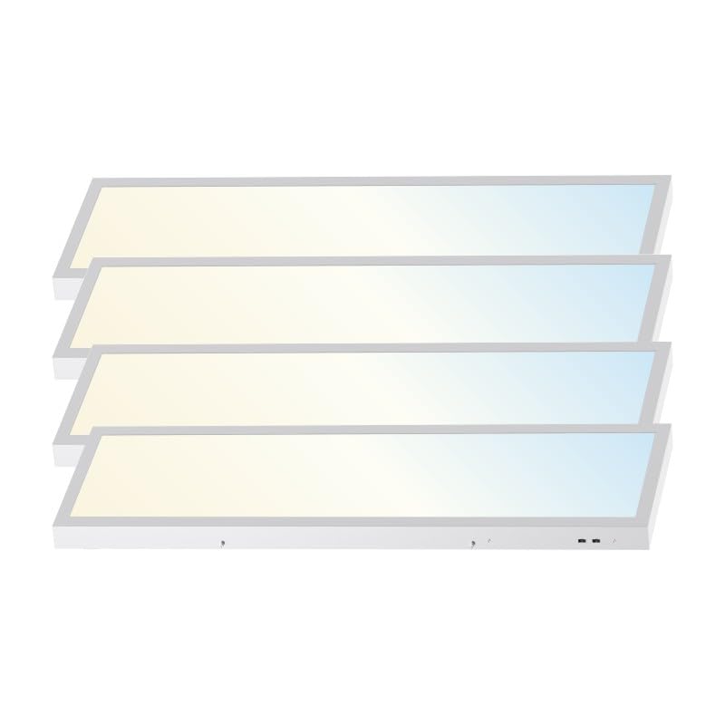 1x4FT Led Flat Panel Light Surface Mount Ceiling Light, 5CCT 3000K/3500K/4000K/5000K/6500K 120V TRIAC Dimmable, 30W/40W/50W 6250Lumens, Flush Mount or Drop Ceiling for Office Kitchen Garage, 4 Pack - size: 4 PACK