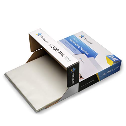 Optiazure Thermal Laminating Pouches 9"x11.5" Inches, 3mil 300Pack, Clear, Letter Size - size: 3mil 300PK
