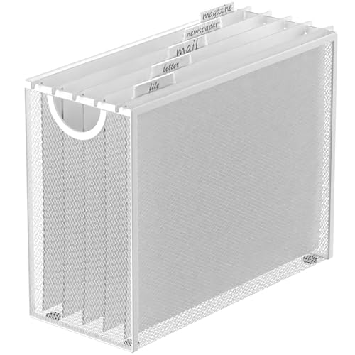 Sinboun Hanging File Organizer Includes 5 Hanging Folders for Office, White - color: White