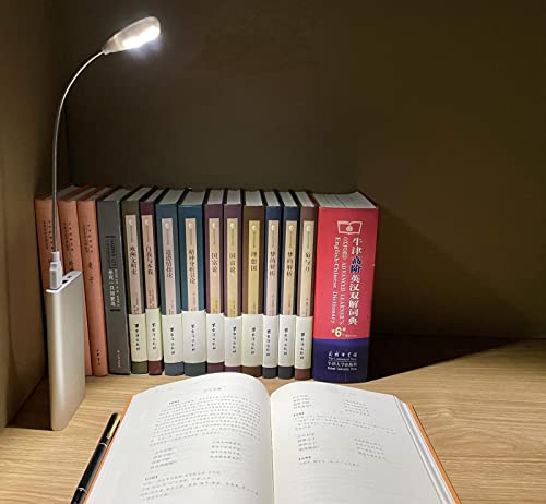 LED USB Reading Lamp Light with 2-Brightness Dimmable Setting, Flexible Gooseneck USB Light for Notebook Laptop Keyboard, Powerbank(On/Off Switch, 1 White+1 Mini USB Light) - color: White