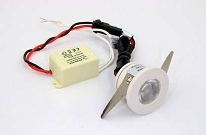 Micro Mini Down Light LED Fixture (90 to 240 VAC) - 1.25" Diameter - 1 Watt Natural White(4000K) LED Down Light for Home, Office, Cabinets, Utility or Task Lighting