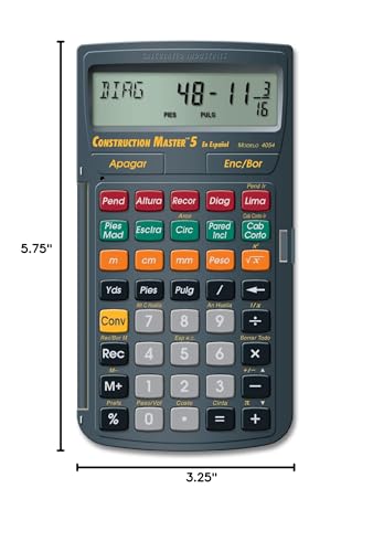Calculated Industries 4054 Construction Master 5 Calculator | en Español, Feet-Inch-Fraction, For Carpenters, Construction Calculator with all Spanish labeling - style: CM5 en Espanol