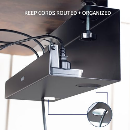 VIVO No Drill Clamp-on 17 inch Power Strip Cable Management Tray, Under Standing Desk Steel Cord Organizer, Black, DESK-CM6L-B - size: 17" (Pack of 1)