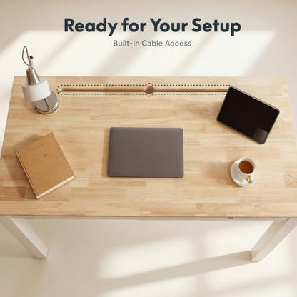 FLEXISPOT E3Q-PRO 4-Leg Standing Desk, 55"x28" Rubberwood, Natural