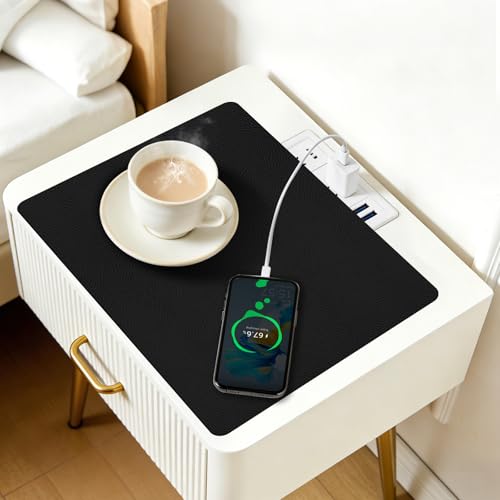 PU Leather Desk Protector/Nightstand Mat, 13.8X10.8 in Black - color: Black, size: 13.8" x 10.8"