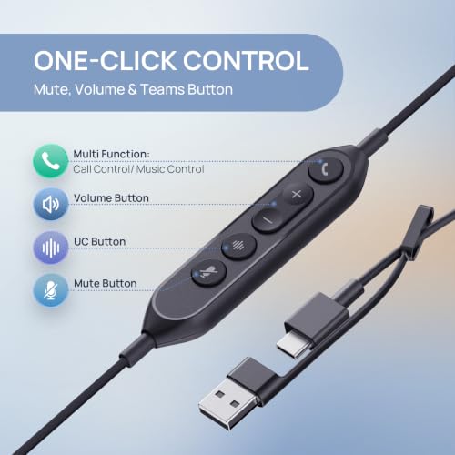 Yealink UH46 PC Headset with Mic Noise Cancelling Wired Headset USB-C/A - size: Stereo - UC