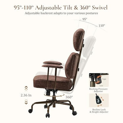 EUREKA ERGONOMIC Cameron Microfiber Suede Office Chair, High Back, Brown - color: Brown, size: High-Back