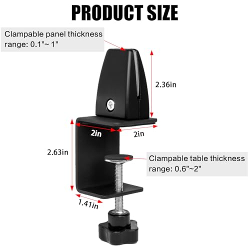 Heavy Duty Sneeze Guard Clamp For 0.1" to 1" Thick Panel,Desk Partition Support Clamps,Adjustable Aluminum Desktop Divider Holder,Easy to Install Desk Privacy Panel Clips, 4 Pack - color: Black