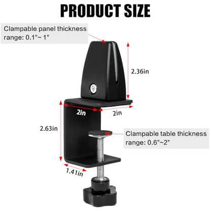 Heavy Duty Sneeze Guard Clamp For 0.1" to 1" Thick Panel,Desk Partition Support Clamps,Adjustable Aluminum Desktop Divider Holder,Easy to Install Desk Privacy Panel Clips, 4 Pack - color: Black