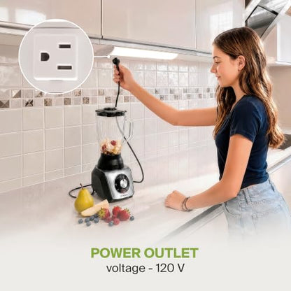 ASD LED Under Cabinet Lighting with 1 Power Outlet, 18 inch 8W 715 LM, Hardwired Under Cabinet Lights for Kitchen, 3000K/4000K/5000K, Under Counter Light Fixtures, ETL, White Finish (No On/Off Switch) - color: 18 Inch Outlet, size: 1 Pack