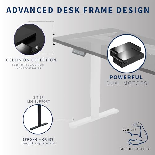 VIVO Black 83 x 30 in Standing Desk, DESK-KIT-2W8B - color: Black Top / White Frame, size: 83 x 30