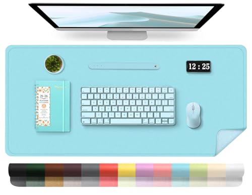 PU Leather Desk Pad Protector and Blotter, Large Mouse Pad and Laptop Desk Mat, Non-Slip Office and Home Writing Pad (Aqua Frost Blue, 31.5" x 15.7") - color: Aqua Frost Blue, size: 31.5" x 15.7"