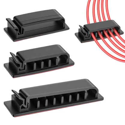 14Pcs Self Adhesive Cable Clips, Cord Organizers Wire Clips | Adhesive Cable Clips for Desk Cord Management Wire Clip Cord Holder for Under Desk, Car, Wall, TV PC Ethernet Cables (Black)
