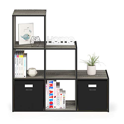 Furinno Pelli 3-2-1 Cubic Storage Cabinet, French Oak Grey/Black - color: French Oak Grey/Black, size: 3-2-1-Cube