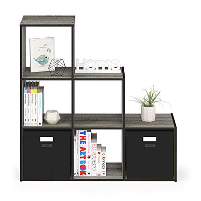 Furinno Pelli 3-2-1 Cubic Storage Cabinet, French Oak Grey/Black - color: French Oak Grey/Black, size: 3-2-1-Cube