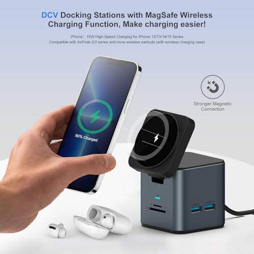 USB C Laptop Docking Station, 9 in 1 Hub with MagSafe Charger, Dark Gray - color: Dark Gray