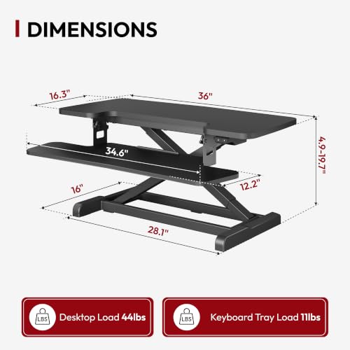 SANODESK 35" Electric Standing Desk Converter,Height Adjustable Riser for Office Home, Monitor and Laptop Workstation with Large Keyboard Tray, Black Color - color: Black, size: 35"