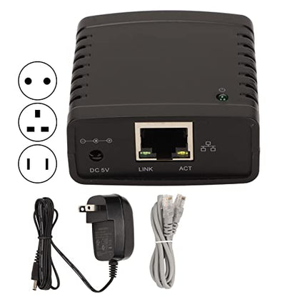 GOWENIC USB Printer Server, Printer Network Sharer, TCP/IP LPR Print Server, Wireless Extender Sharer, 10/100Mbps RJ45 LAN 1 Port USB Ethernet Extension Adapter, 100-240V(#3)