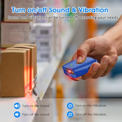 Symcode Bluetooth 2D Barcode Scanner Mini Portable QR Code Scanner 3-in-1 Bluetooth & 2.4G Wireless & USB Wired Barcode Scanner with Android,iOS,Computers,Windows - color: 2D QR Blue