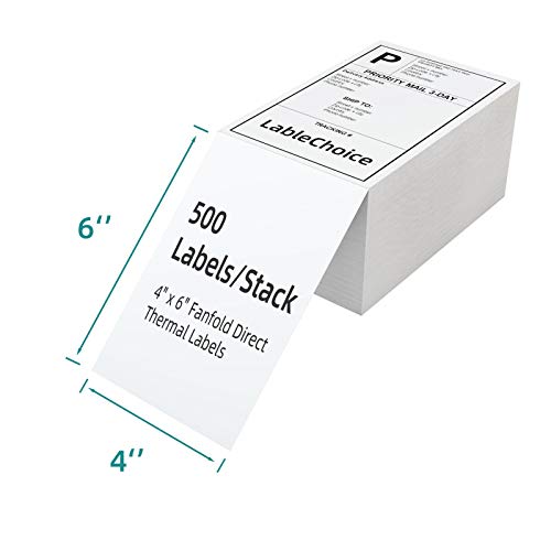 2000 Labels 4 x 6 3-Proof Commercial Grade Fanfold Direct Thermal Labels Compatible with Zebra, Rollo, Munbyn, 4 Stacks White Perforated Permanent Strong Adhesive Mailing Shipping Labels - color: Fanfold 4"x6"-2000 Labels