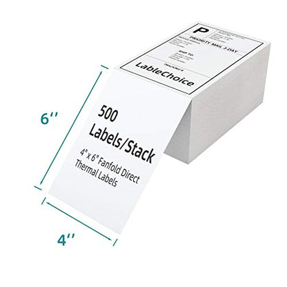 2000 Labels 4 x 6 3-Proof Commercial Grade Fanfold Direct Thermal Labels Compatible with Zebra, Rollo, Munbyn, 4 Stacks White Perforated Permanent Strong Adhesive Mailing Shipping Labels - color: Fanfold 4"x6"-2000 Labels