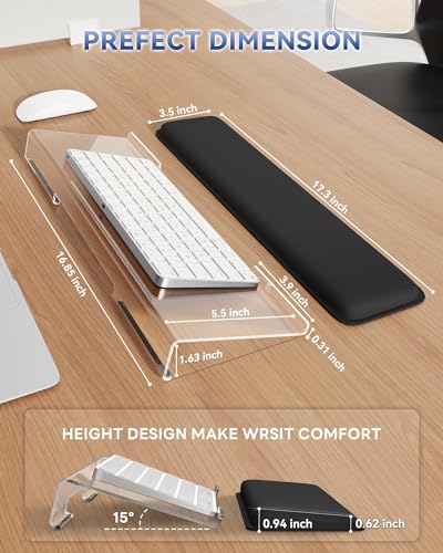 Laborio Computer Keyboard Wrist Rest, Keyboard Riser Stand for Desktop - color: Clear