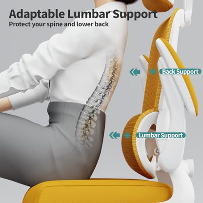 TRALT Office Chair Ergonomic Desk Chair - Gaming Chair with Lumbar Support | 330 LBS Home Office Desk Chairs with Headrest, Reading Chair with Flip-up Armrests, Comfortable Computer Chairs (1, Yellow) - color: Yellow