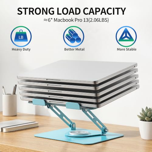 ALASHI Laptop Stand for Desk with 360° Rotating Base, Multi-Angle Adjustable Laptop Stands, Foldable Laptop Riser Compatible with 10 to 17 Inches PC Computer, Blue - color: D-Blue