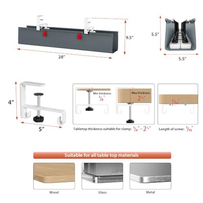 Univivi No Drill Under Desk Cable Management Tray, 28 inch Cable Management - color: Grey, size: 28"L x 5.5"W