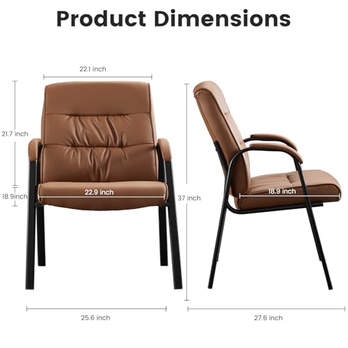 Big&Wide Office Guest Reception Chair Set of 8, Conference Room Chairs Waiting Room Chairs 8 Pack, Modern Leather Office Desk Chair No Wheels(Brown) - color: Brown, size: 8 Pack