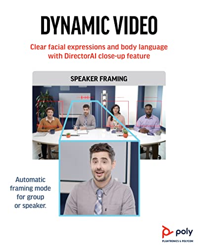 Poly Studio R30 4K Video Conference System - Camera, Mic, and Speaker Bar for Small Rooms - Presenter Tracking, NoiseBlockAI, Framing - Plug & Play - Works w/Teams, Zoom & More