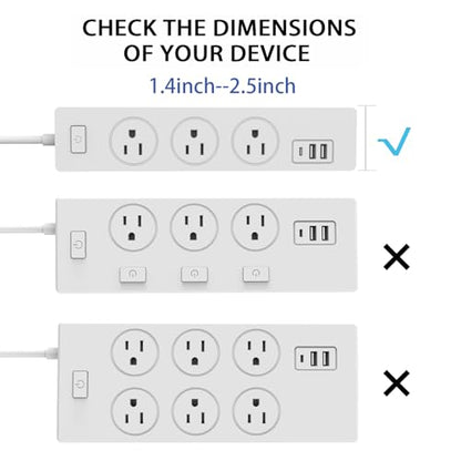 Monzlteck Universal Power Strip Mount, Put Your Power Strip Under the Desk or On the Wall-(Power Strip not Included)-Fits 1.6" to 2.4" Width (Pack of 4) - size: Small (Pack of 4)