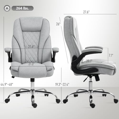 HOMCOM High Back Office Chair Executive Desk Chair, Gray - color: Grey